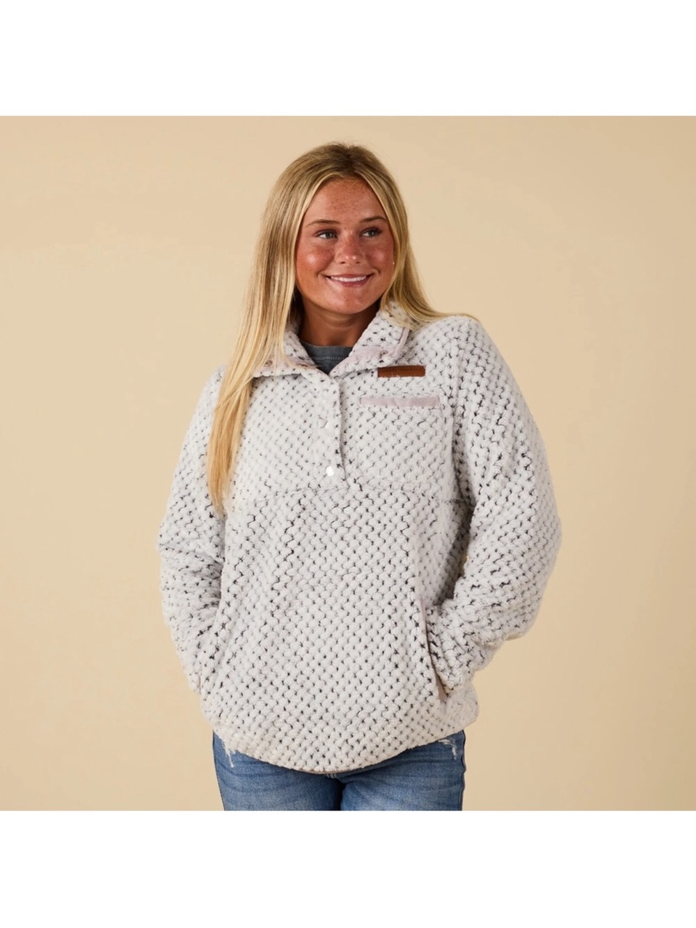 Simply Southern Ivory Honeycomb Plush Pullover